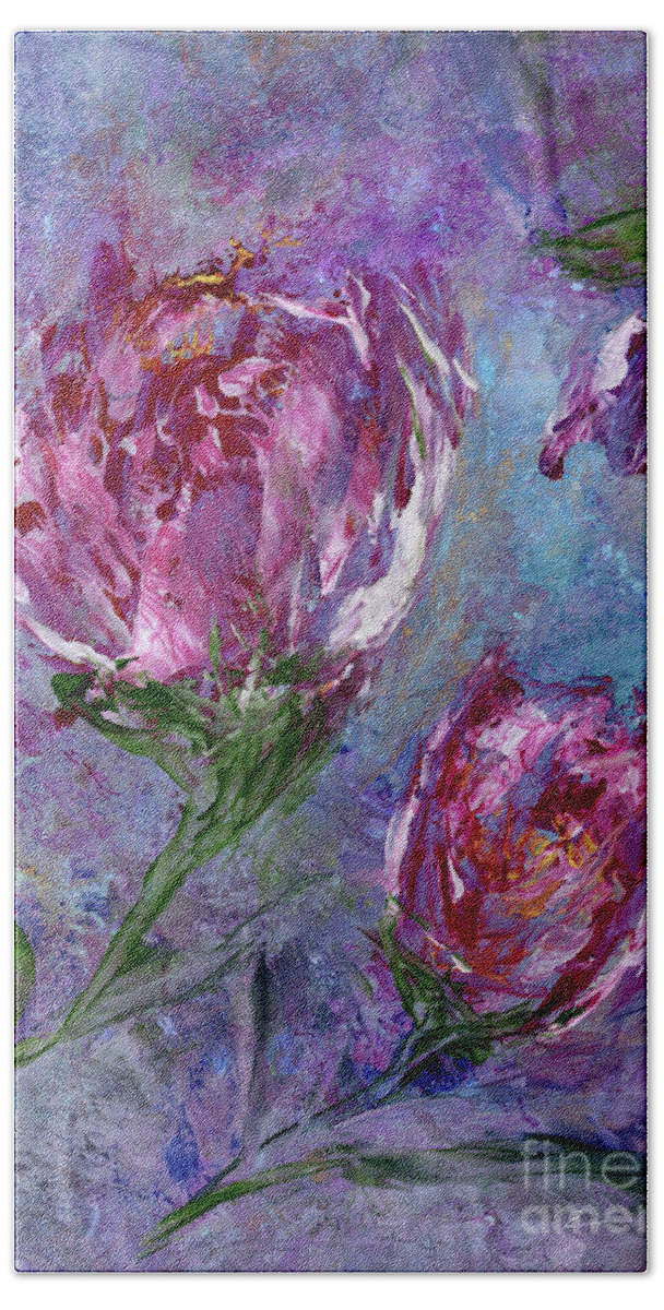 Floral Hand Towel featuring the painting Grandma's Wallpaper by Eunice Warfel
