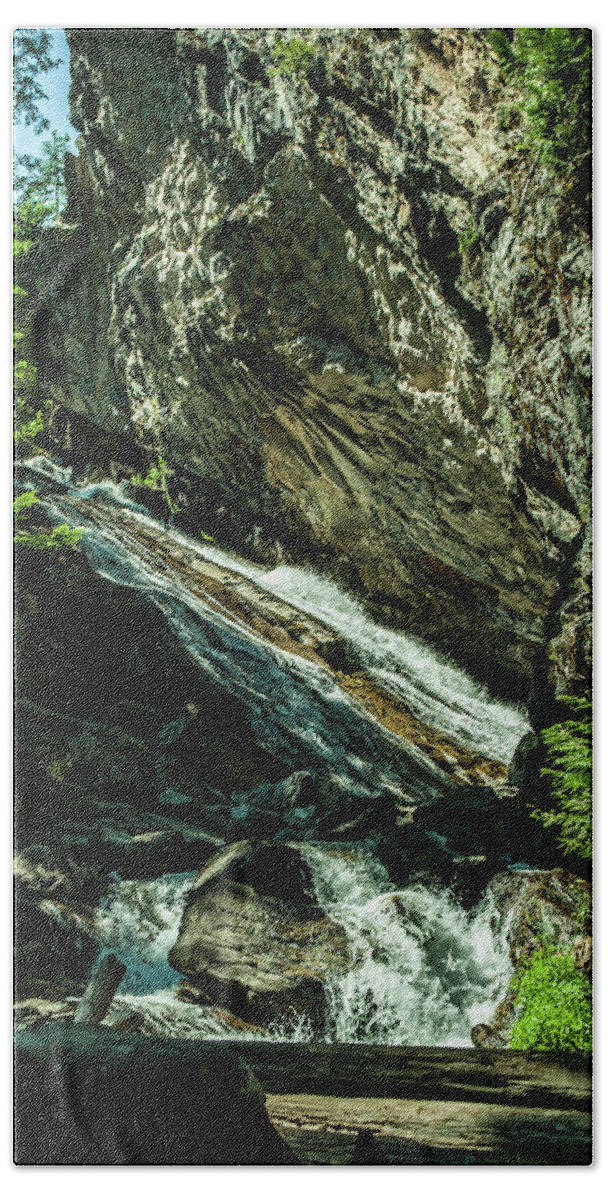 Granite Falls Bath Towel featuring the photograph Granite Falls Of Ancient Cedars by Troy Stapek