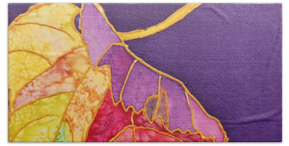  Bath Towel featuring the painting Grape Leaves by Barbara Pease