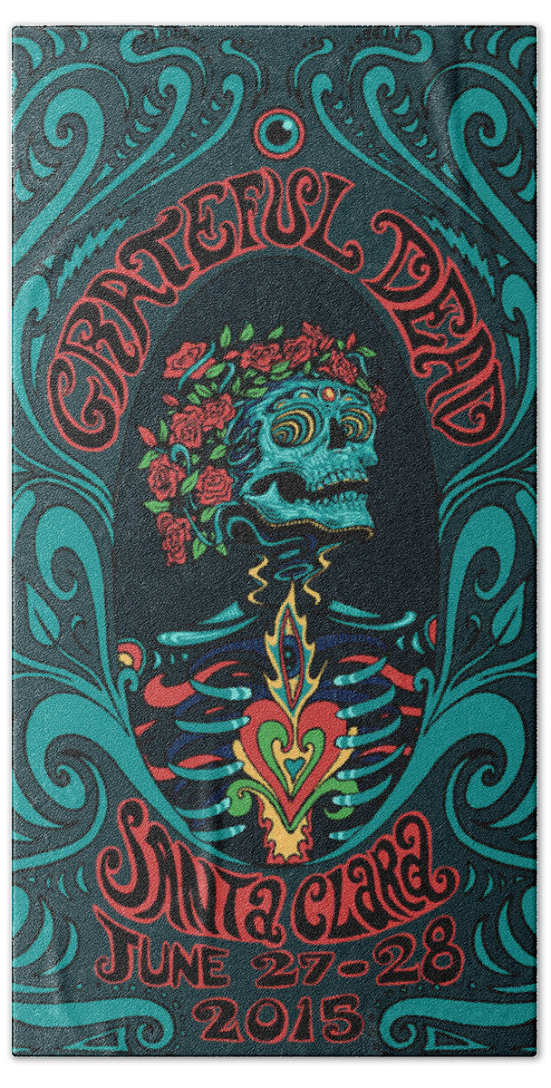 Grateful Dead Hand Towel featuring the digital art Grateful Dead SANTA CLARA 2015 by Gd