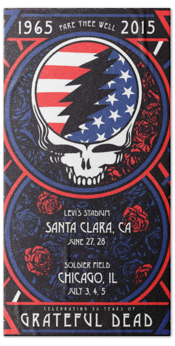 Grateful Dead Hand Towel featuring the digital art Grateful Dead Santa Clara CA by The Saint