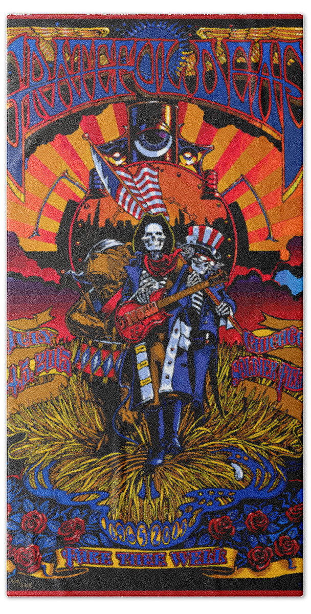 Grateful Dead Hand Towel featuring the digital art Grateful Deads Soldier Field Chicago by The Deads