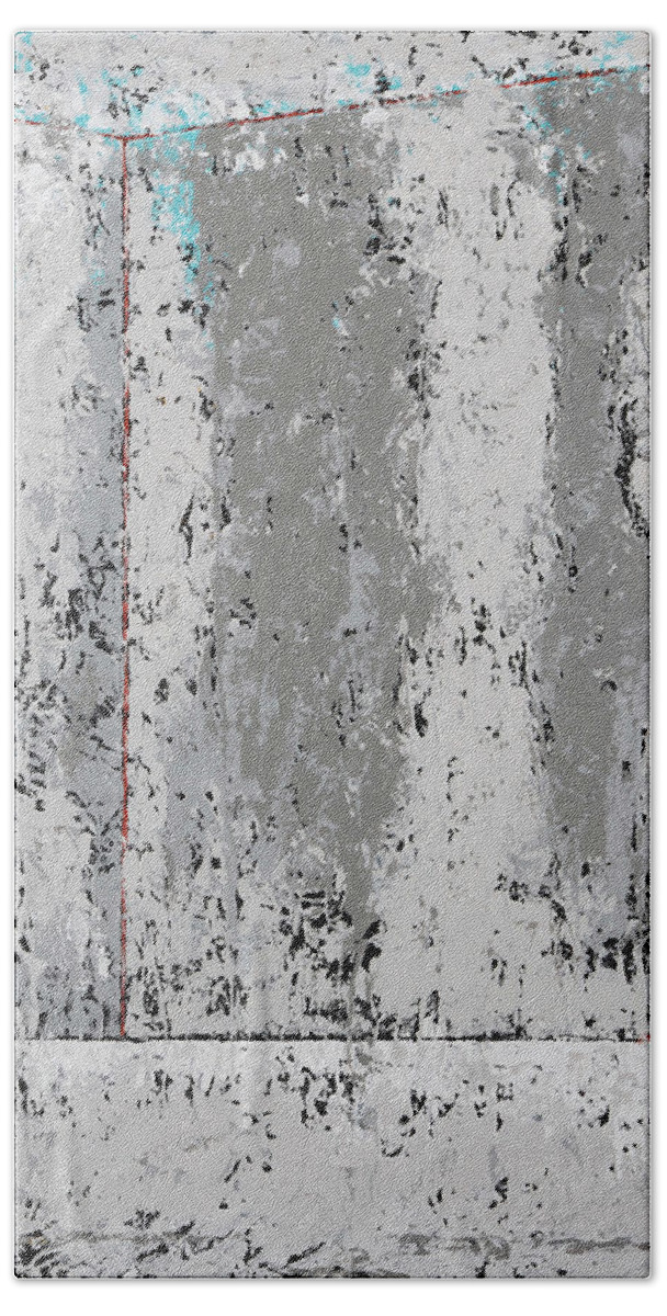 Abstract Hand Towel featuring the painting Gray Matters 4 by Jim Benest