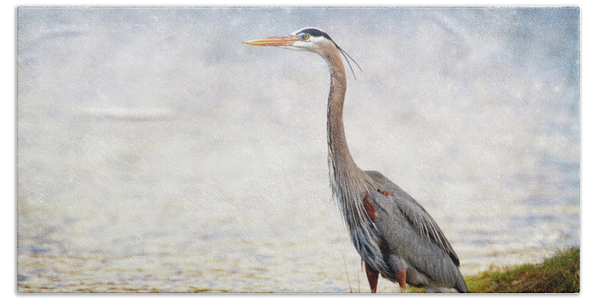 Bird Hand Towel featuring the photograph Great Blue Heron by Bill and Linda Tiepelman