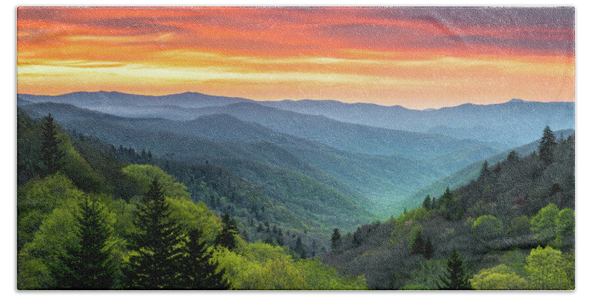 Great Smoky Mountains Hand Towel featuring the photograph Great Smoky Mountains National Park Gatlinburg TN Scenic Landscape by Dave Allen