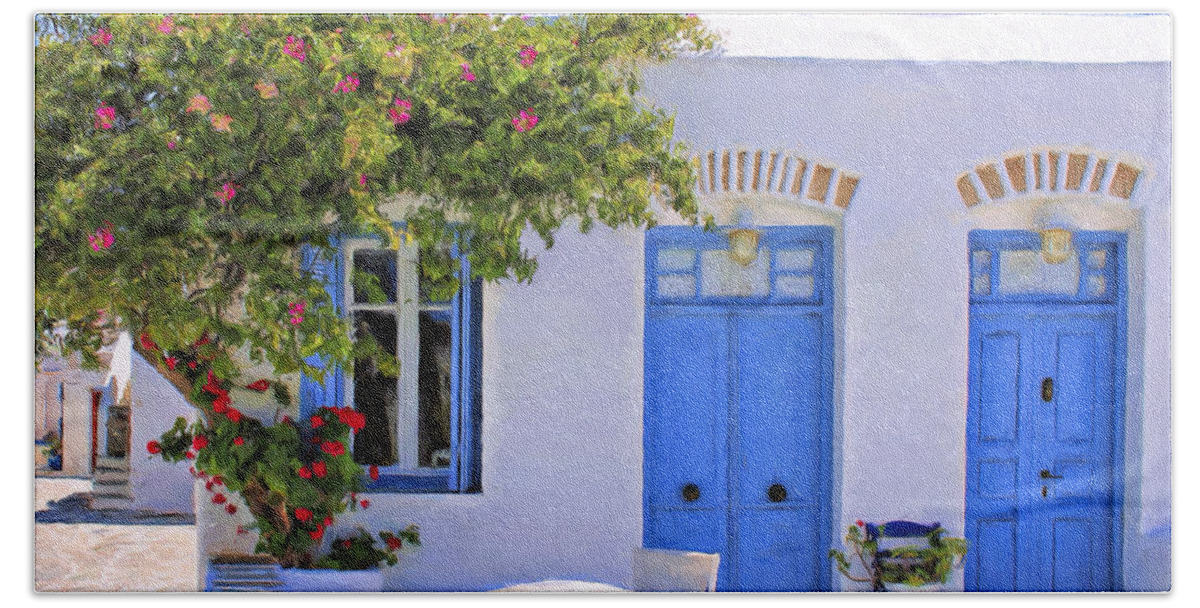 Greek Bath Sheet featuring the painting Greek Isles Afternoon by Dominic Piperata