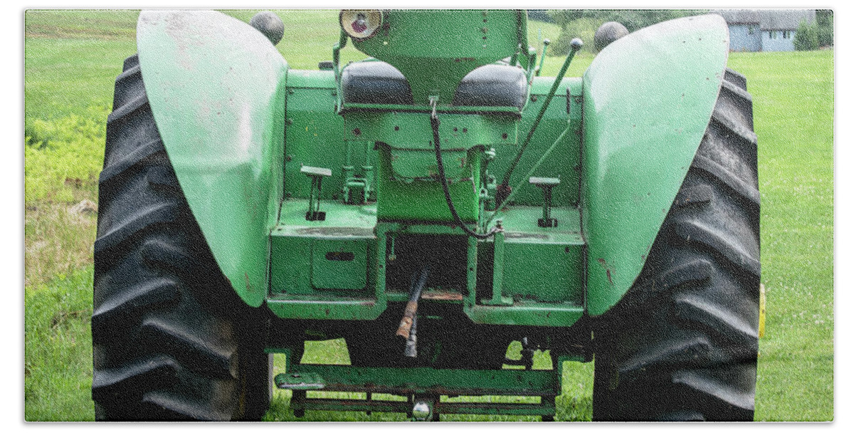 New Hampshire Bath Towel featuring the photograph Green and Yellow Vintage Tractor by Edward Fielding