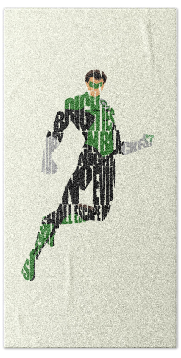 Green Lantern Hand Towel featuring the digital art Green Lantern by Inspirowl Design