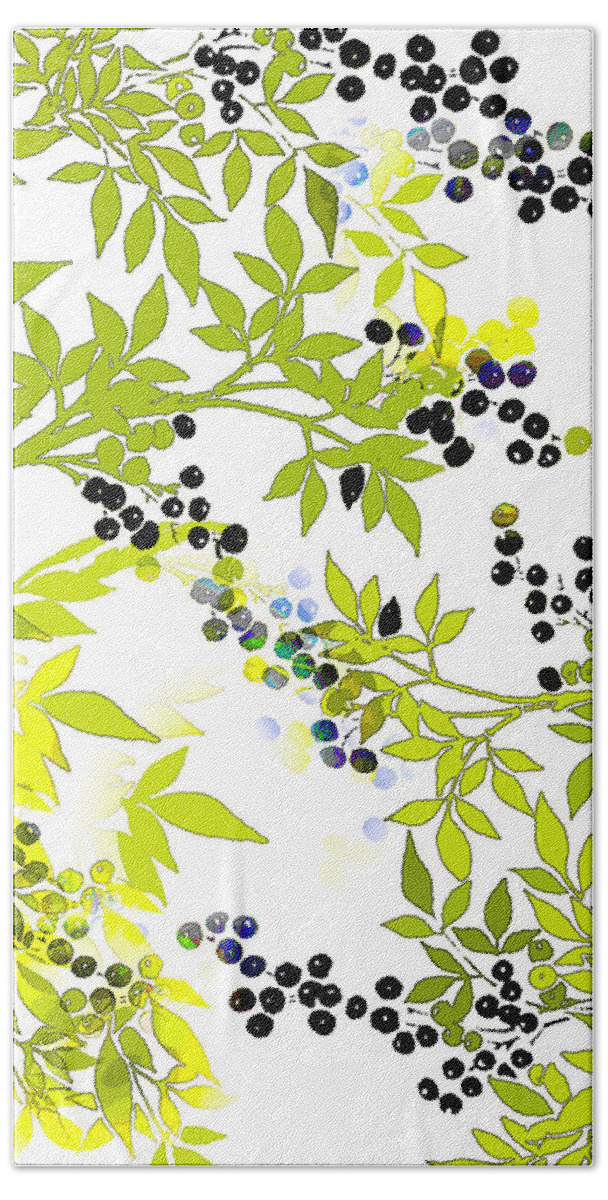 Leaf Hand Towel featuring the painting Green Leaf Spring by Saundra Myles