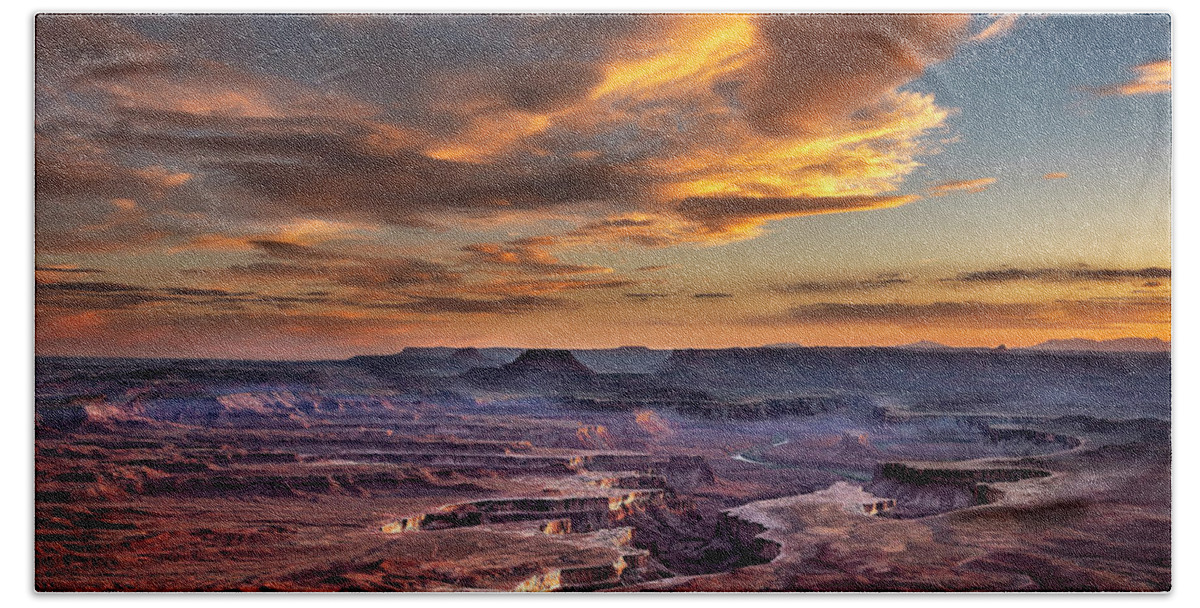 Utah Bath Towel featuring the photograph Green River Overlook at Sunset by Michael Ash