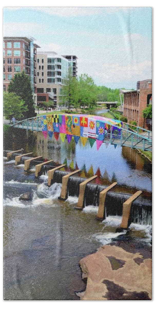 Greenville Bath Towel featuring the photograph Greenville River Walk by Corinne Rhode
