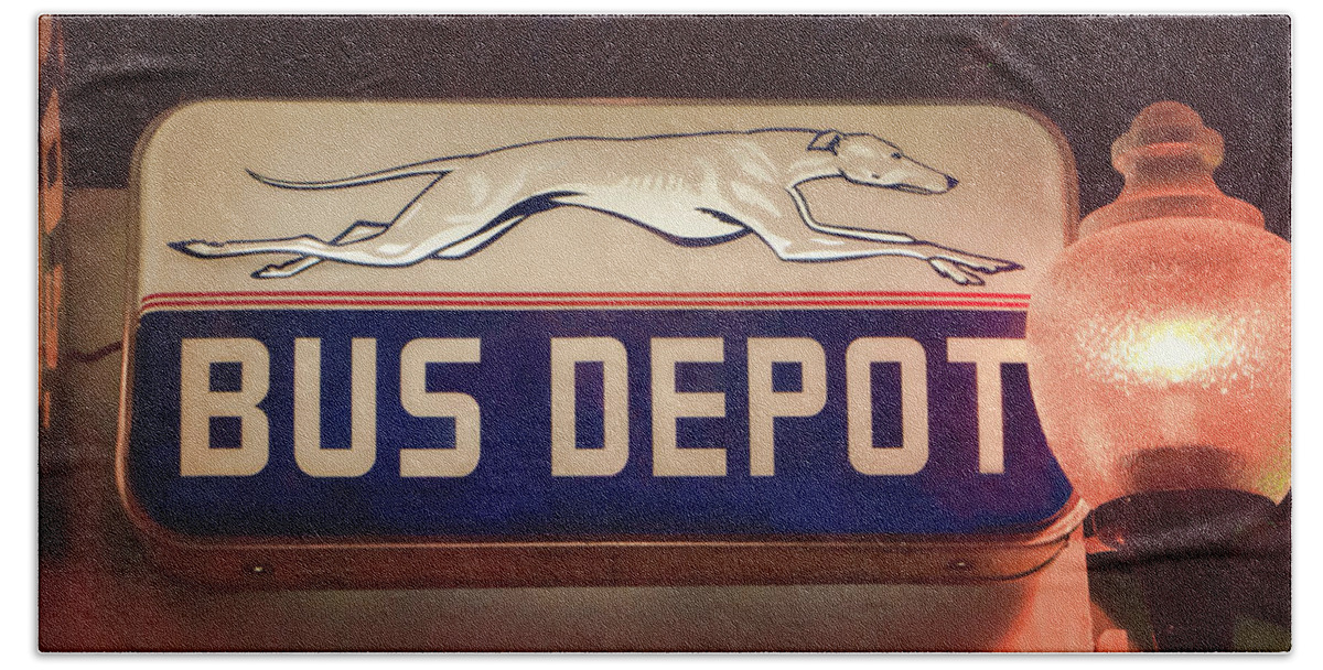 Greyhound Bus Depot Hand Towel featuring the photograph Greyhound Bus Depot by Phyllis Taylor