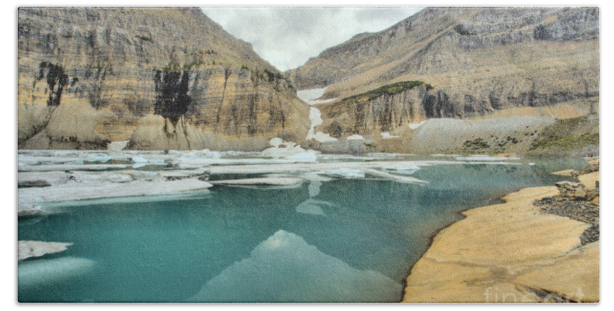 Grinnell Glacier Bath Sheet featuring the photograph Grinnell Pond Stormy Landscape by Adam Jewell