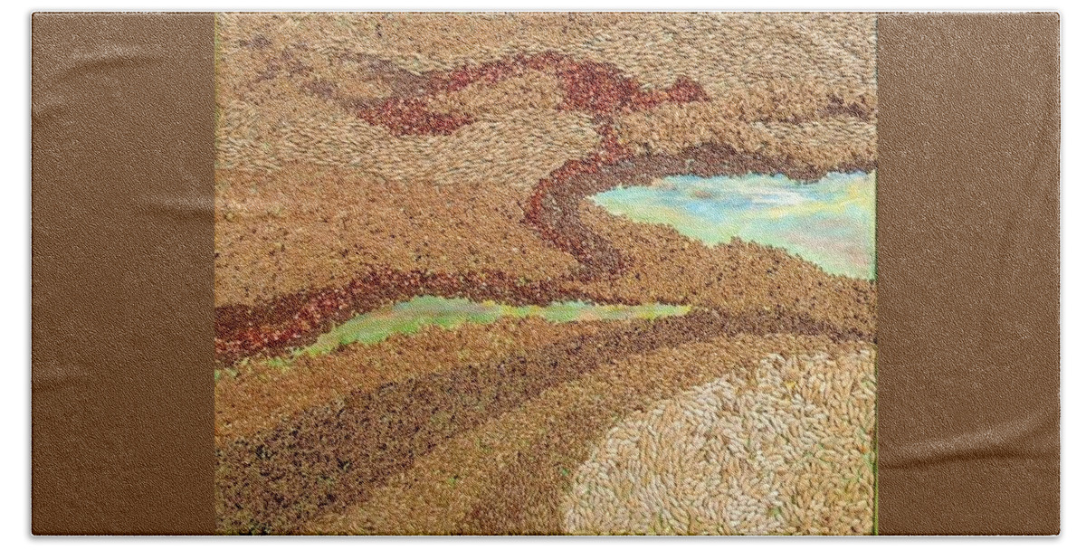 Prairies Hand Towel featuring the painting Grains Painting the Prairies II by Naomi Gerrard
