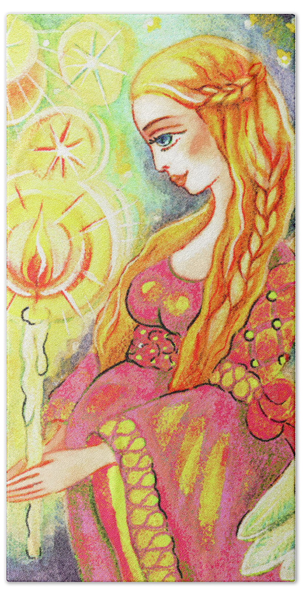 Pregnant Mother Hand Towel featuring the painting Guardian Mother of Light by Eva Campbell