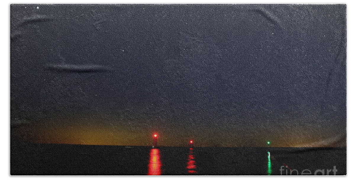 Sand Bath Towel featuring the photograph Guiding Lights by Robert Pearson