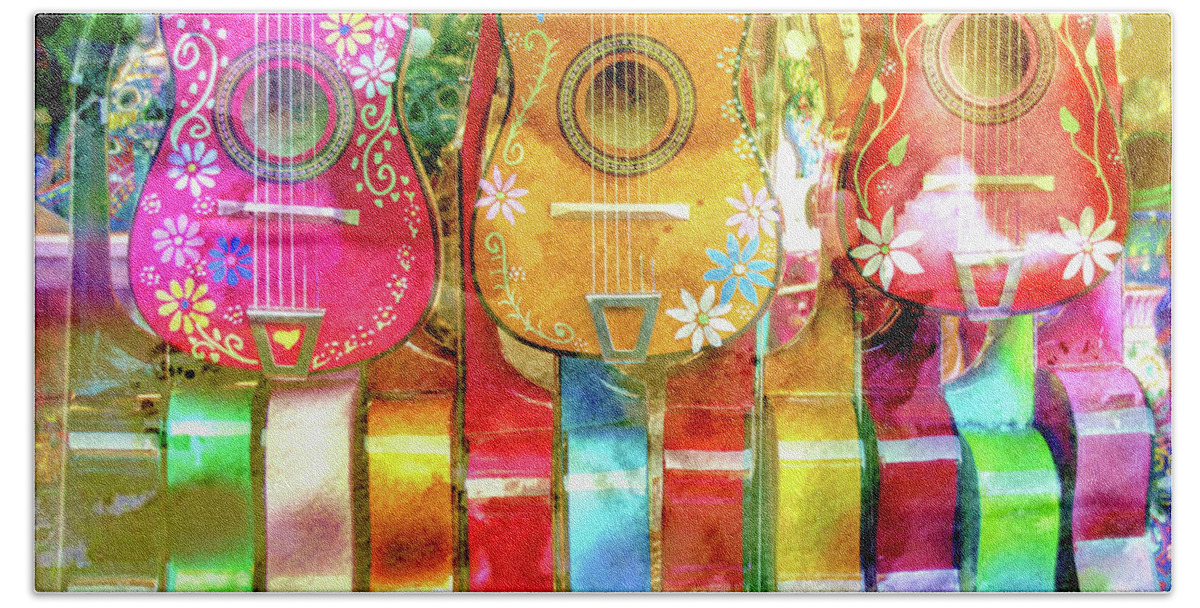 Guitars Bath Towel featuring the photograph Guitar Happy by Norma Warden