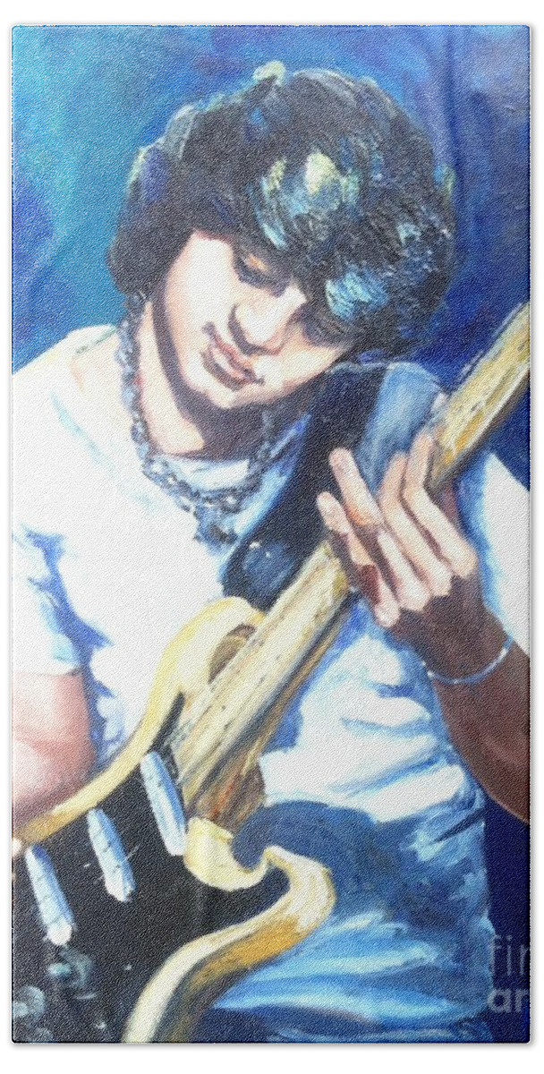 Music Hand Towel featuring the painting Guitar Love by Beverly Boulet