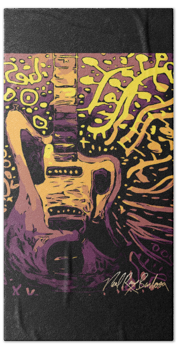 Guitars Music Hand Towel featuring the digital art Guitar Slinger by Neal Barbosa