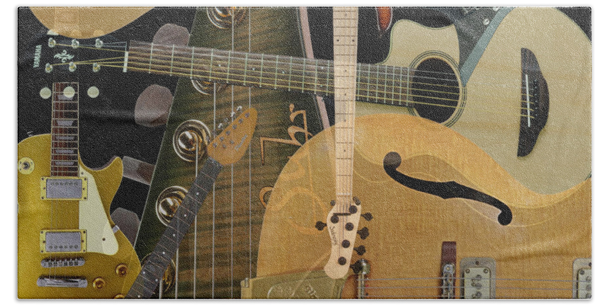 Guitar Bath Towel featuring the photograph Guitars by Andrew Fare