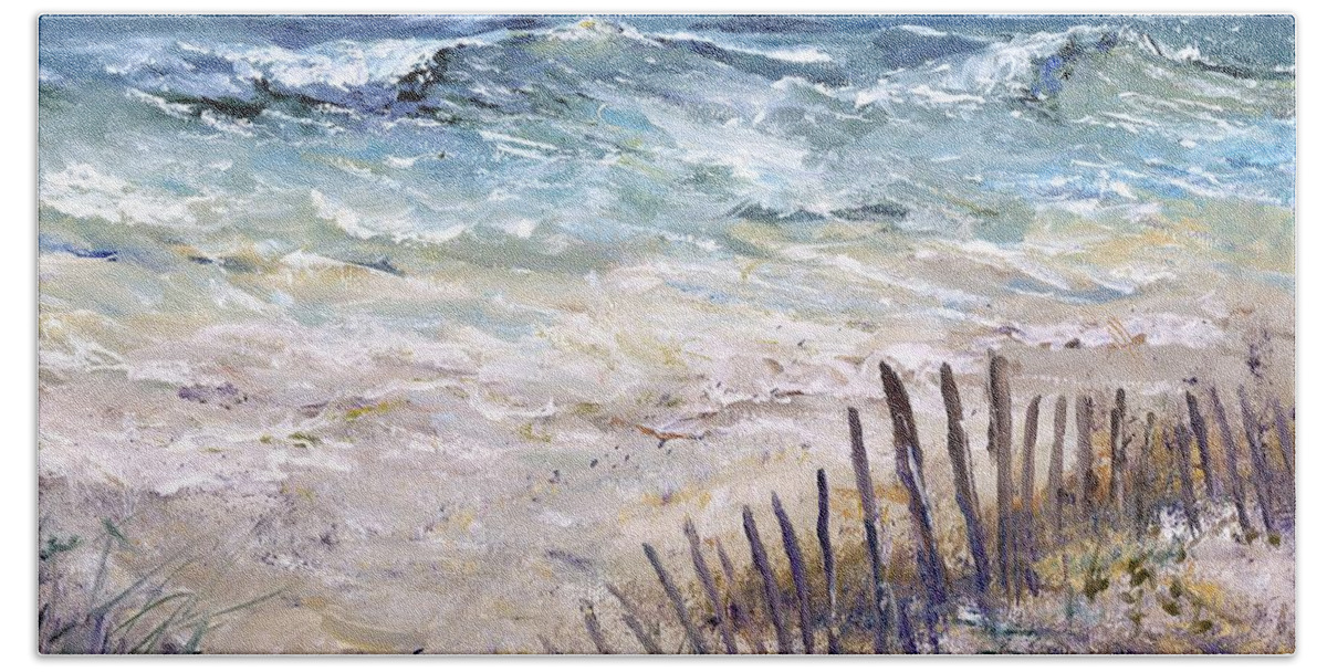 Beach Hand Towel featuring the painting Gulf Coast Perdido Key by Virginia Potter