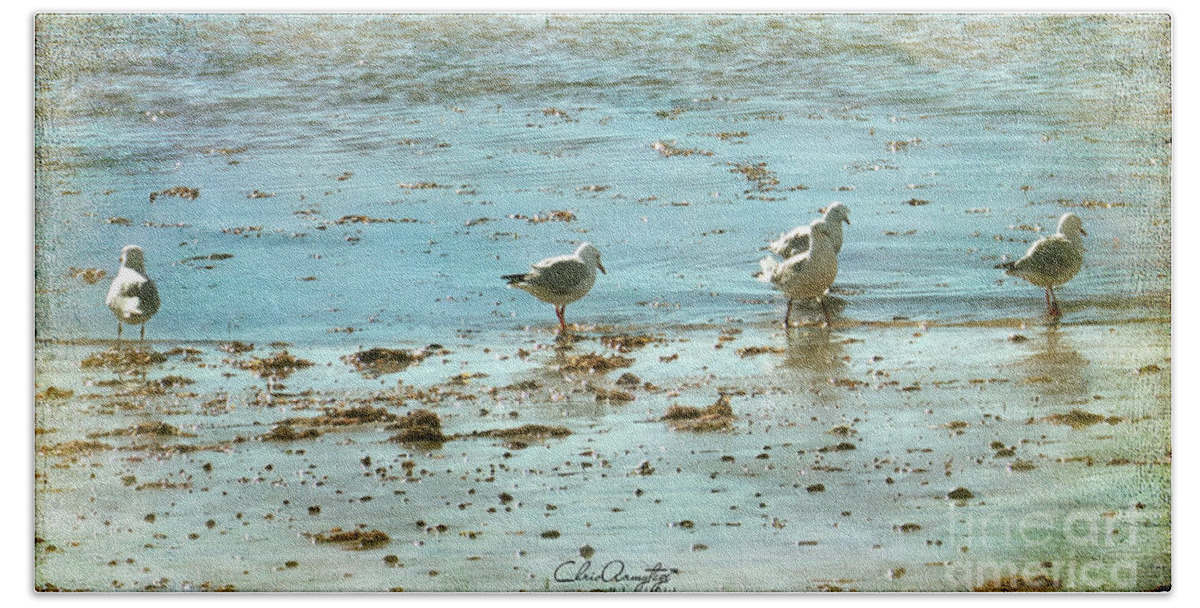 Seagulls Bath Towel featuring the photograph Gulls on the Edge by Chris Armytage