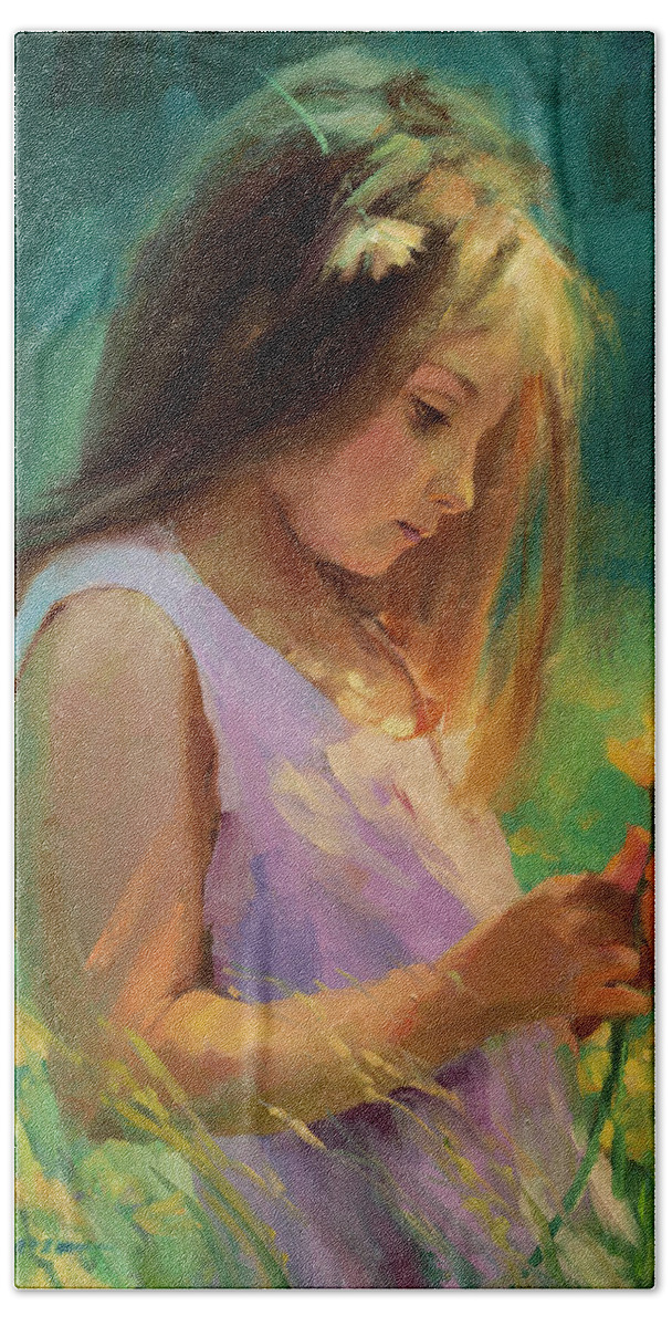 Girl Bath Towel featuring the painting Hailey by Steve Henderson