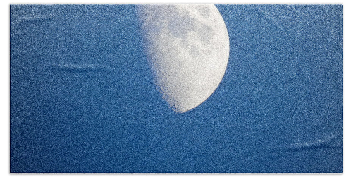  Moon Hand Towel featuring the photograph Half moonlight by Yohana Negusse