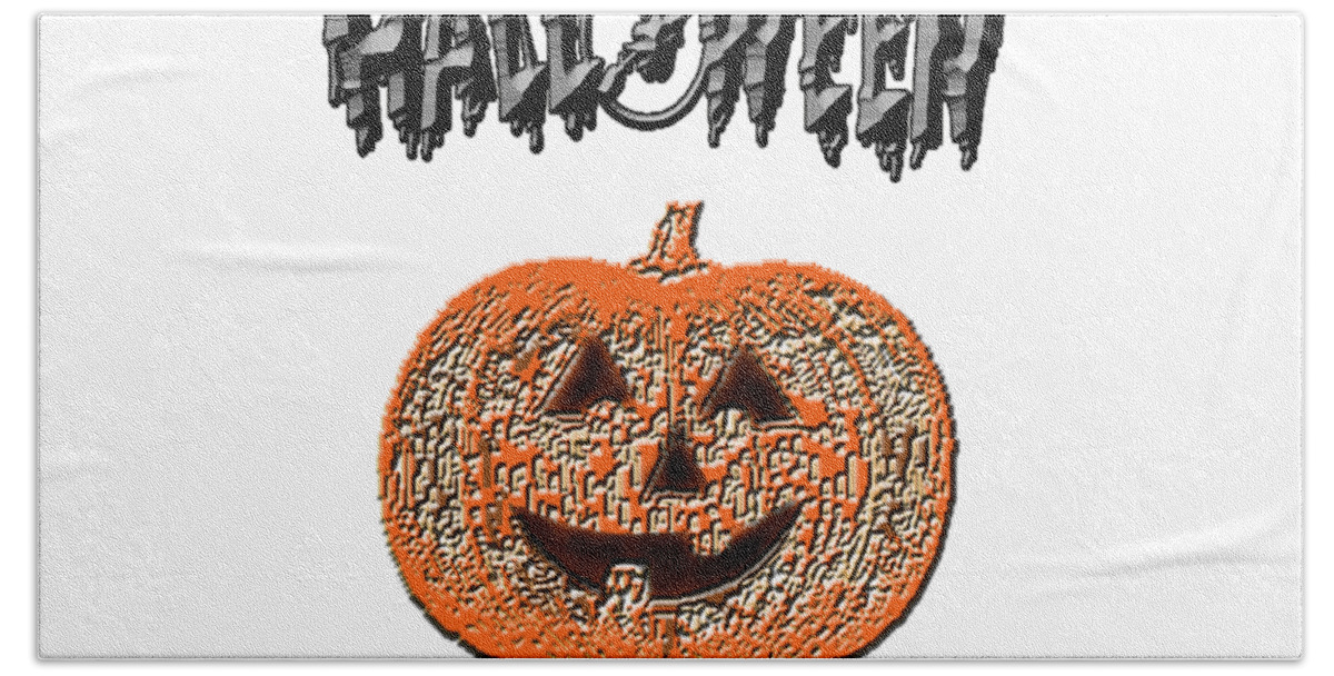 Halloween Bath Towel featuring the digital art Halloween Pumpkin by Judy Hall-Folde