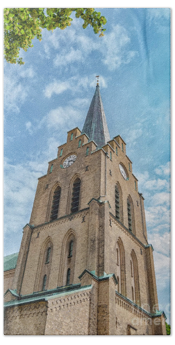 Halmstad Bath Towel featuring the photograph Halmstad Church in Sweden by Antony McAulay