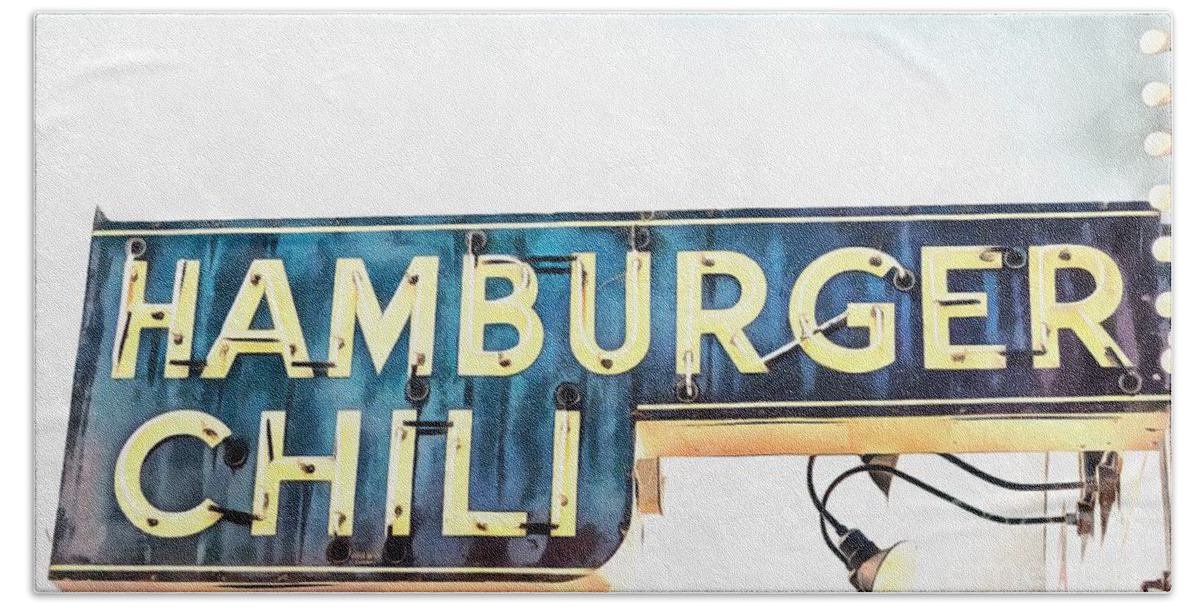 Hamburger Bath Towel featuring the digital art Hamburger Chili Chicago by Edward Fielding