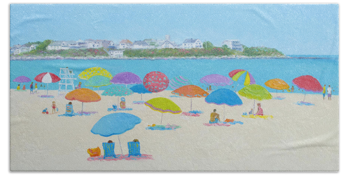 Hampton Beach Hand Towel featuring the painting Hampton Beach and Boars Head by Jan Matson