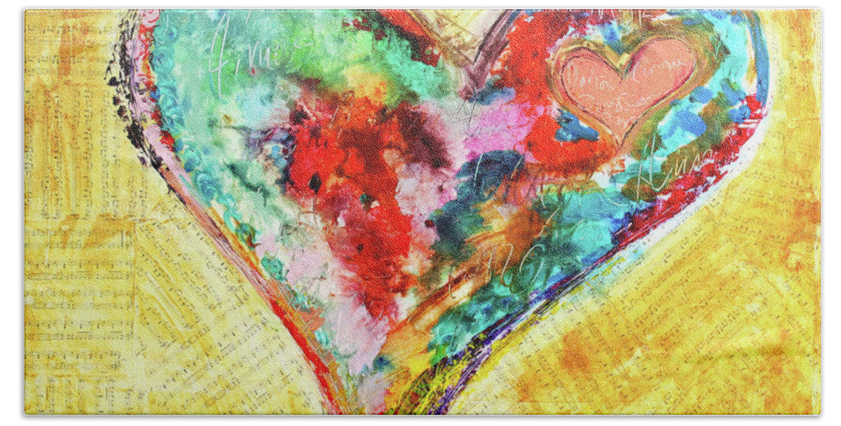 Heart Hand Towel featuring the painting Happiness in Love by Ivan Guaderrama