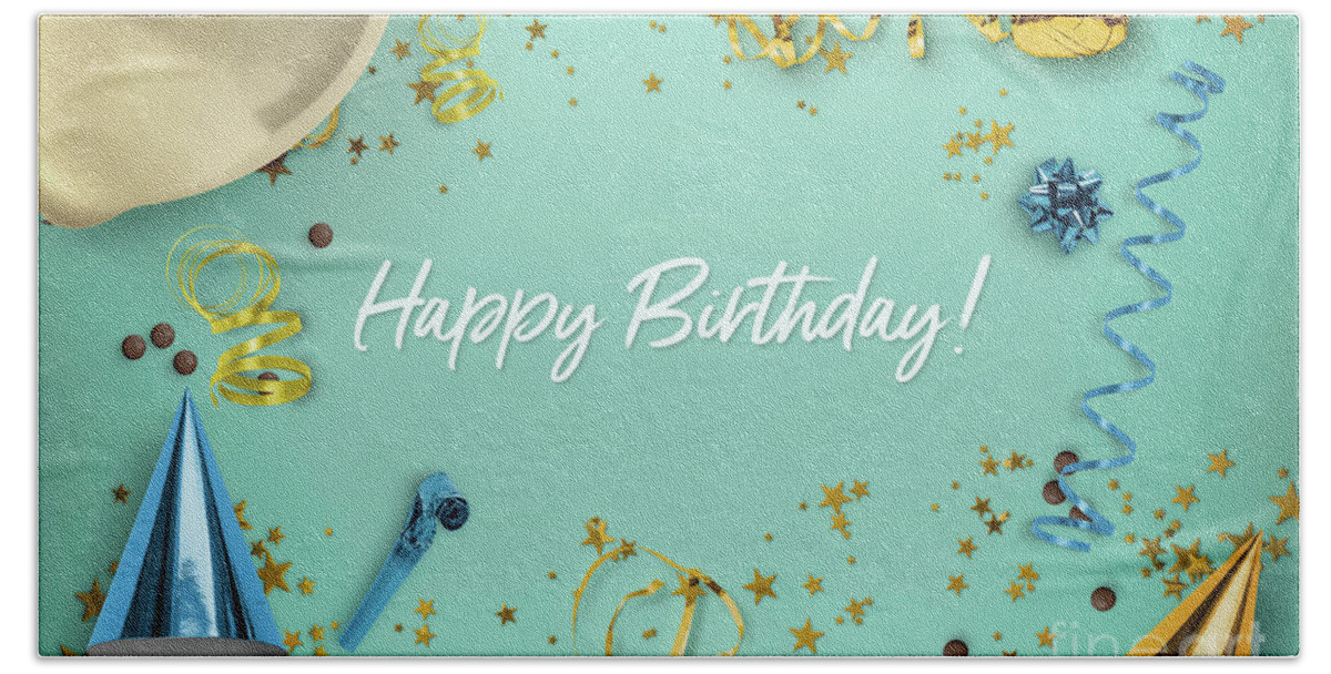 Happy Birthday Party Scene Layflat Hand Towel by Sharon Mau Pixels
