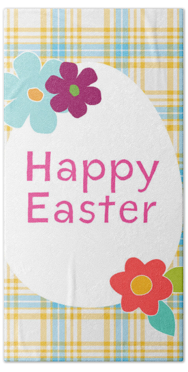 Easter Hand Towel featuring the digital art Happy Easter Egg- Art by Linda Woods by Linda Woods