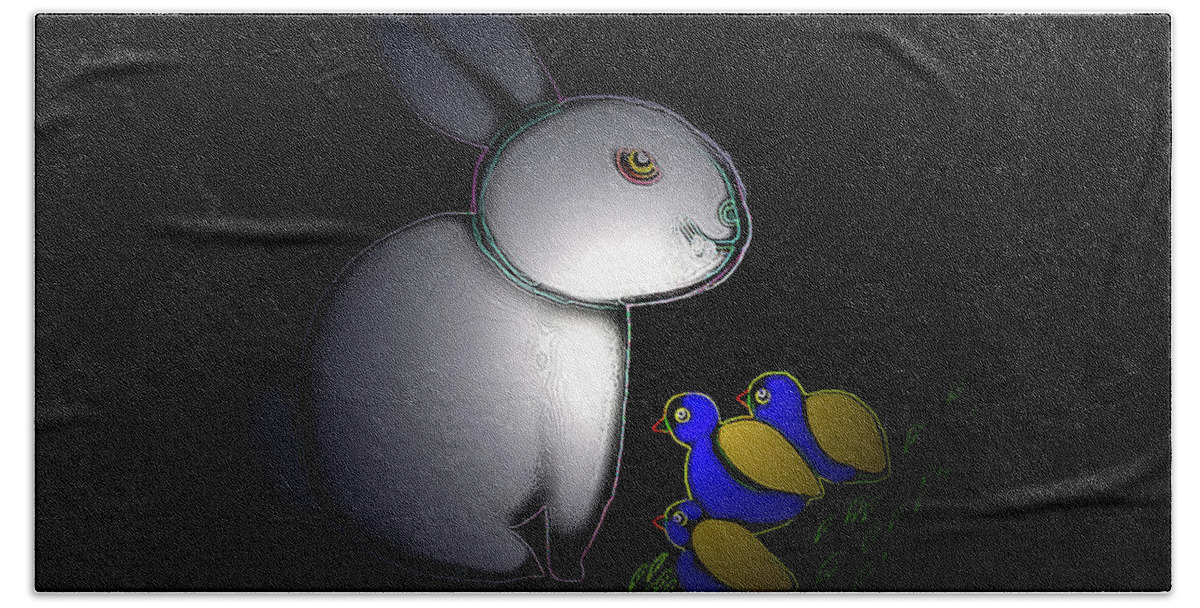 Easter Bunny Painting Bath Towel featuring the digital art Happy Easter by Latha Gokuldas Panicker