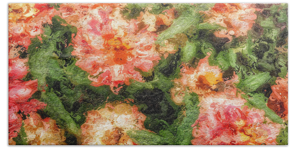 Flowers Bath Towel featuring the painting Happy Flowers by Joan Reese