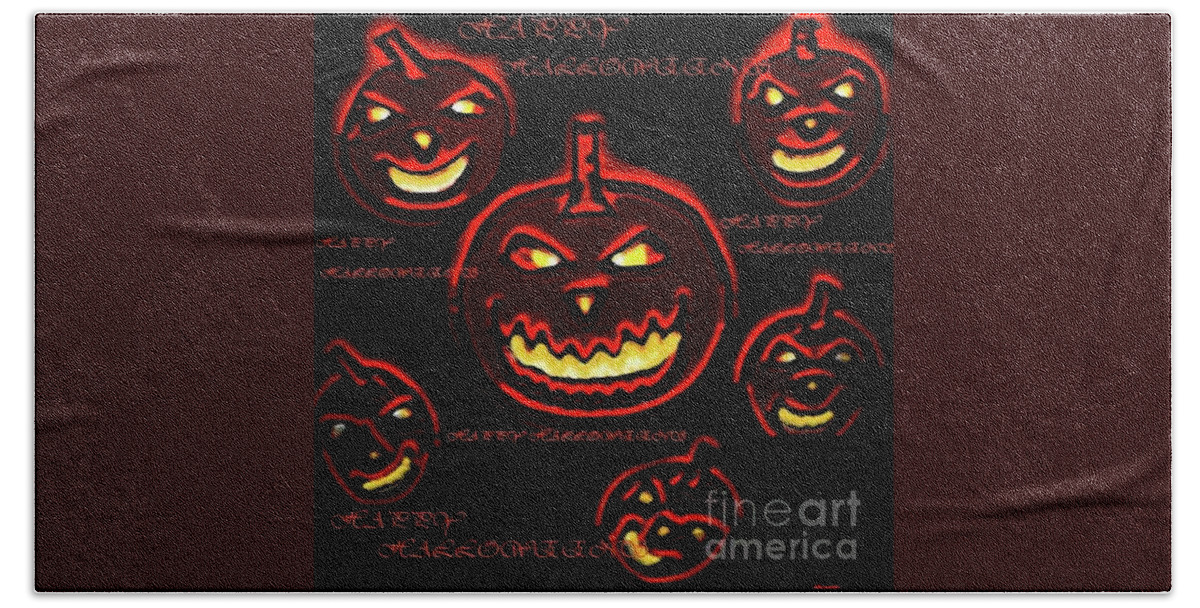 Halloween's Painting Bath Towel featuring the digital art Happy Halloween's by Latha Gokuldas Panicker