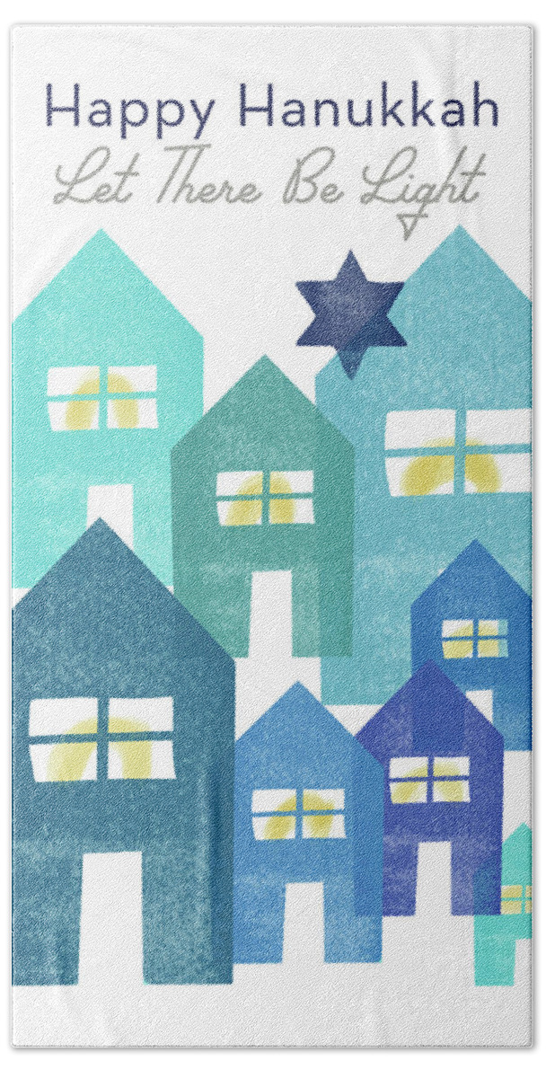 Hanukkah Hand Towel featuring the mixed media Happy Hanukkah Light - Art by Linda Woods by Linda Woods