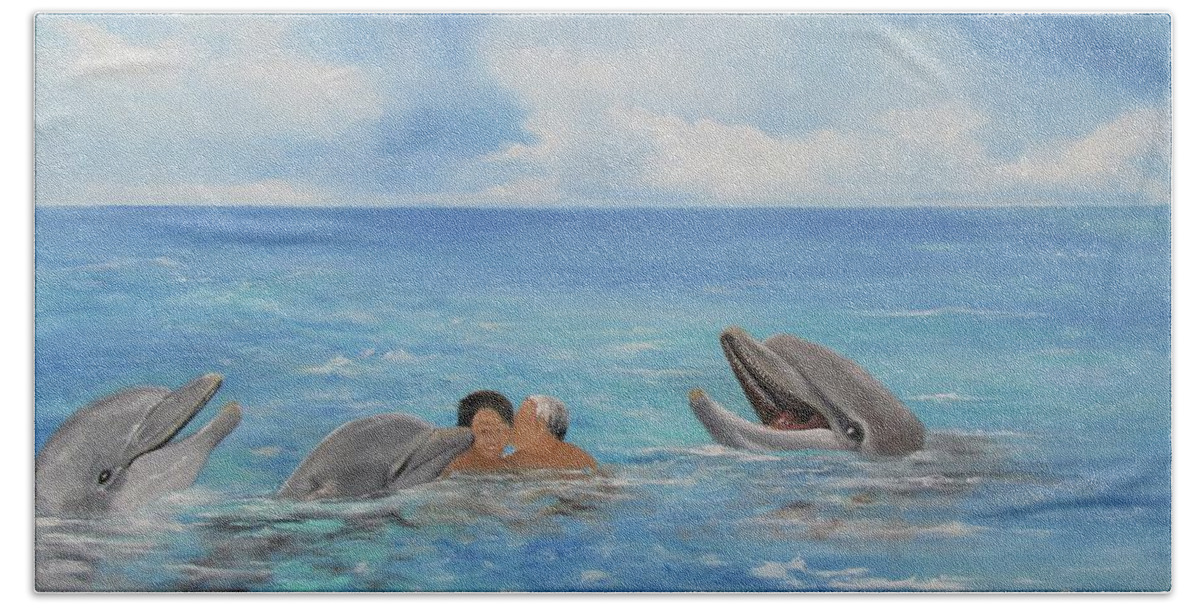 Jamaica Art Bath Towel featuring the painting Happy Moments by Kenneth Harris