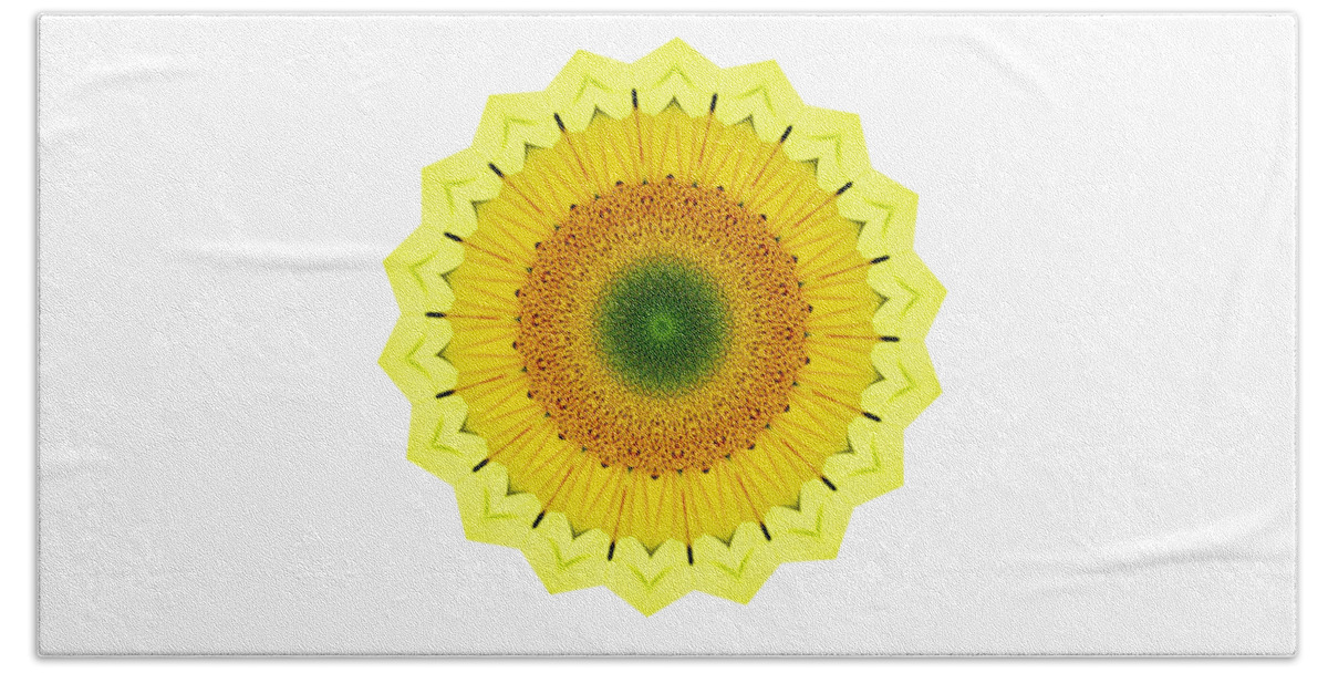 Happy Sunflower Mandala Hand Towel featuring the photograph Happy Sunflower Mandala by Kaye Menner by Kaye Menner