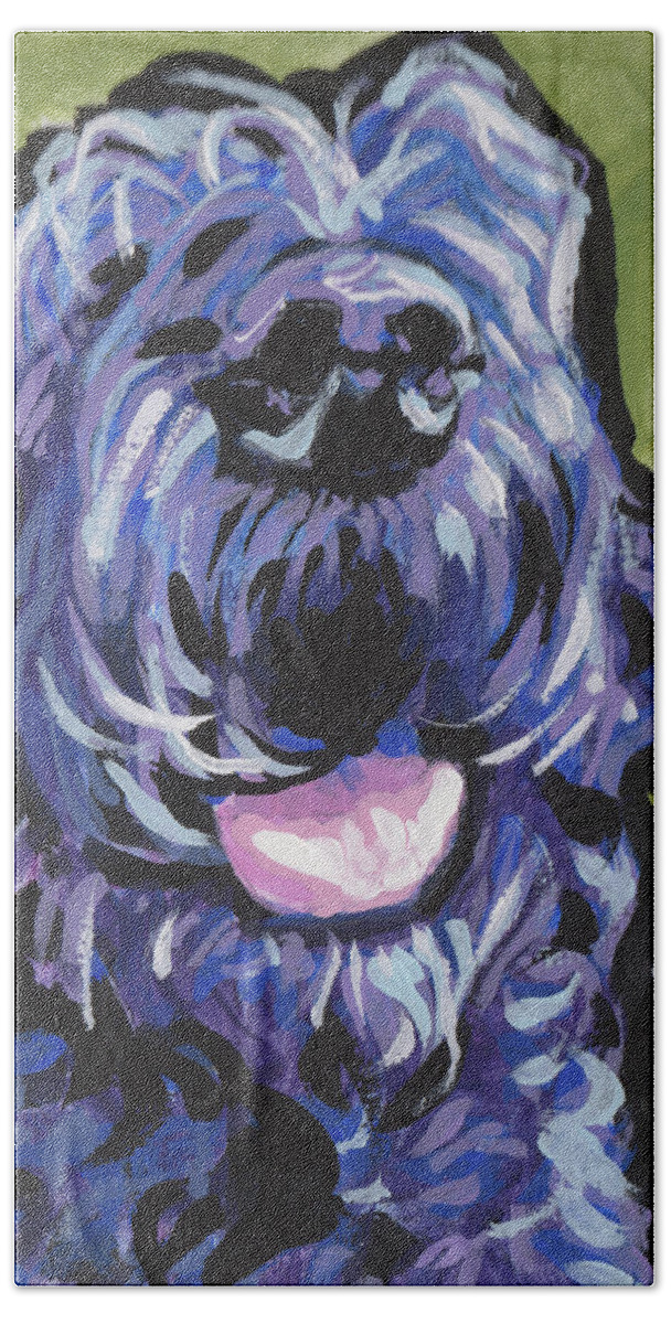 Black Schnoodle Bath Towel featuring the painting Happy Times by Lea