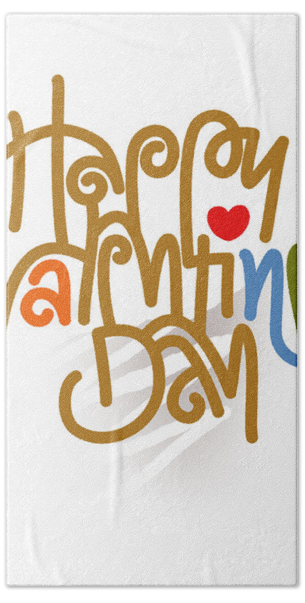 Heart Hand Towel featuring the digital art Happy Valentine's Day Poster by Attila Meszlenyi