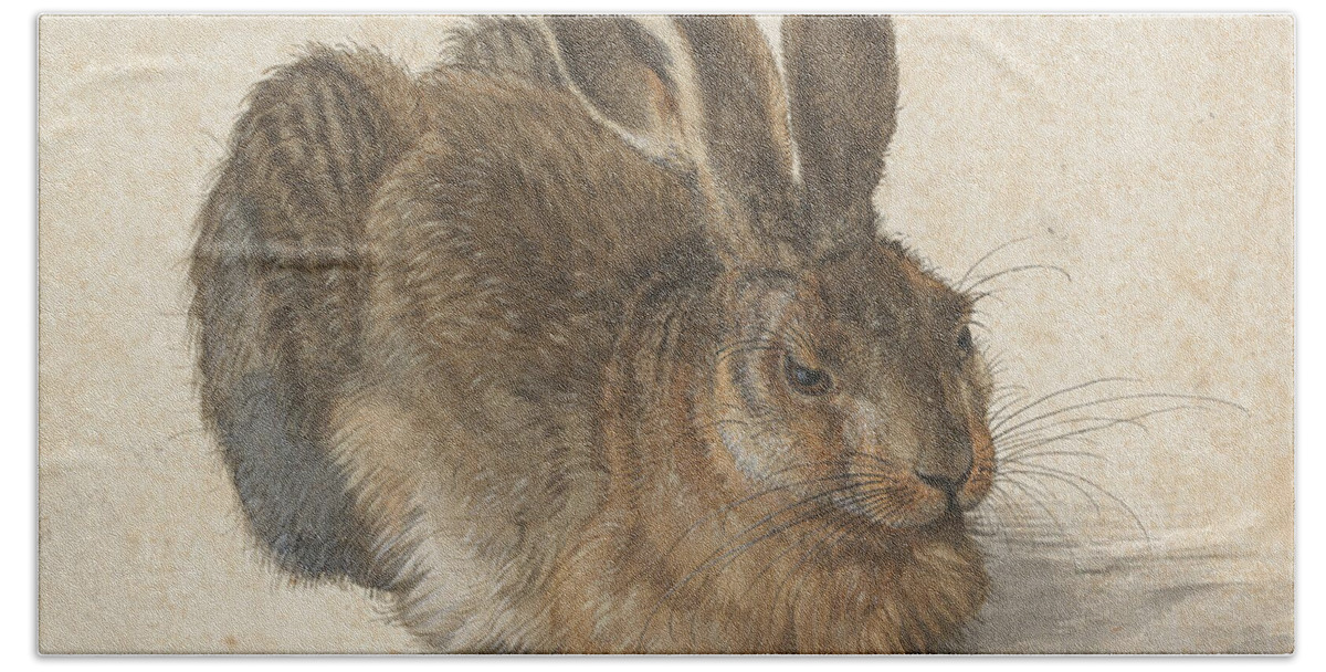 Albrecht Durer Bath Towel featuring the painting Hare by Albrecht Durer
