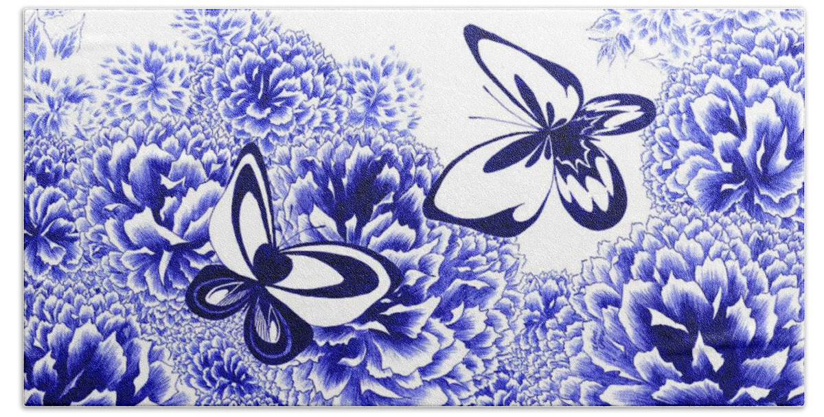 Butterflies Bath Towel featuring the drawing Harmony by Alice Chen