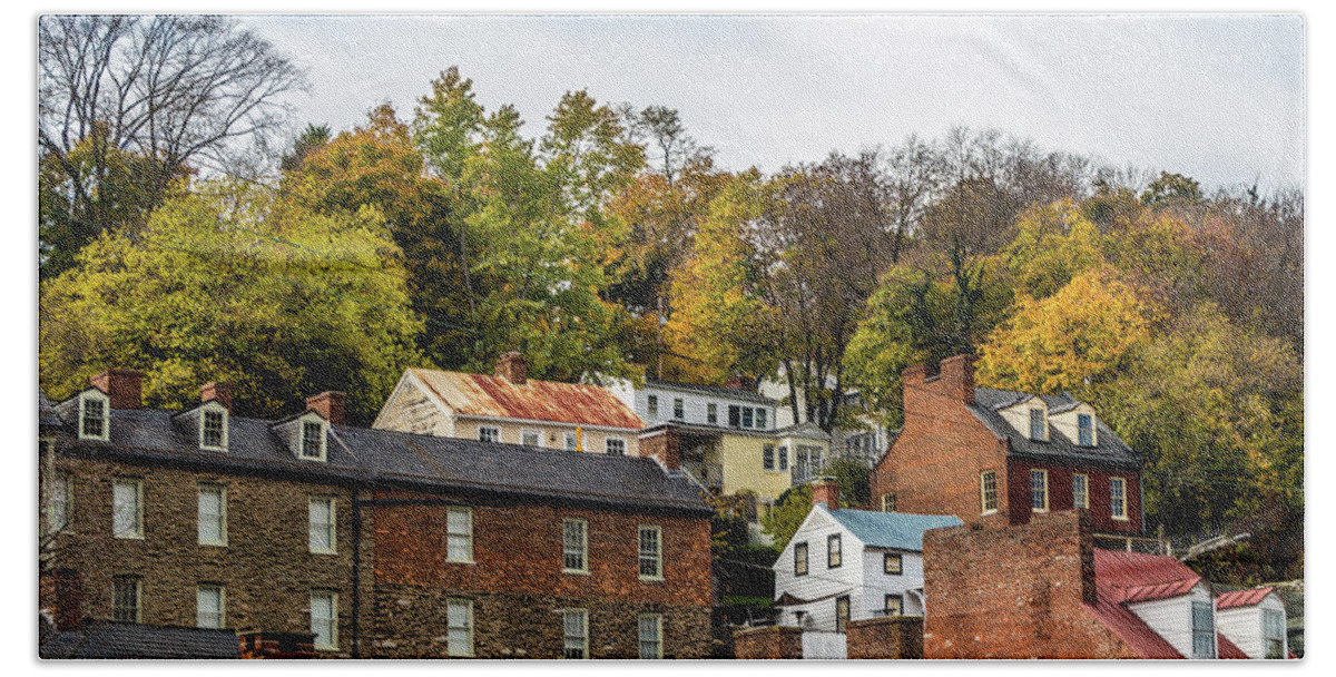 Autumn Hand Towel featuring the photograph Harpers Ferry in Autumn by Ed Clark