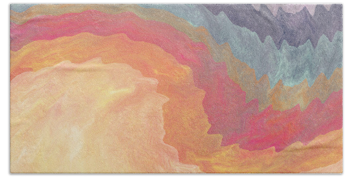 Abstract Bath Towel featuring the painting Harvest Wind- Abstract Art by Linda Woods by Linda Woods