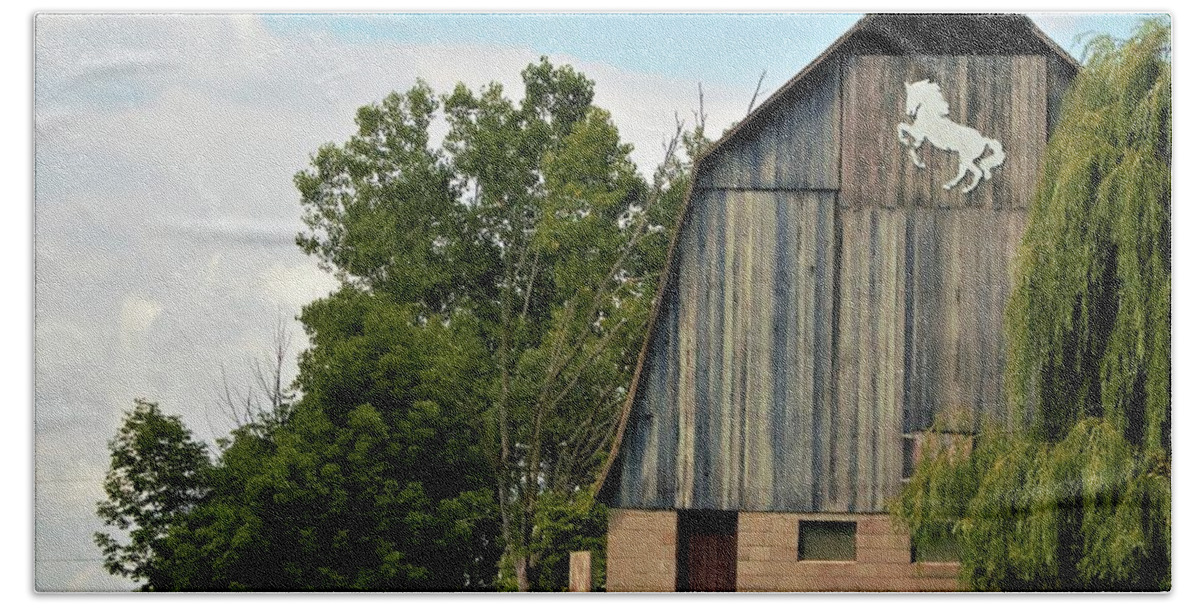 Barn Bath Towel featuring the photograph 0017 - Hassler Lake Road Horse Barn by Sheryl L Sutter