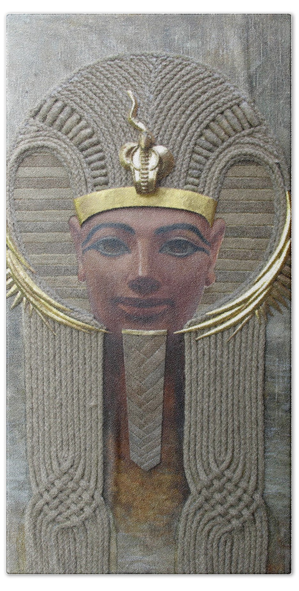 Hatshepsut Bath Towel featuring the painting Hatshepsut. Female Pharaoh of Egypt by Valentina Kondrashova