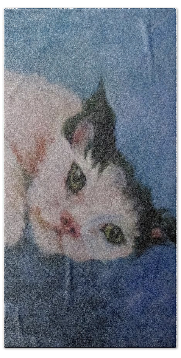 Cat Bath Towel featuring the painting Hattie Smith by Barbara O'Toole